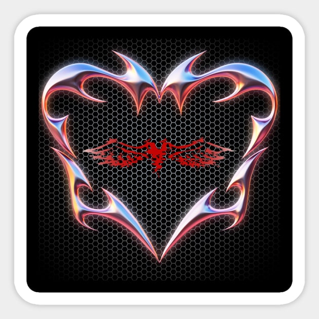 Wings in Gothic Heart Sticker by Gileart